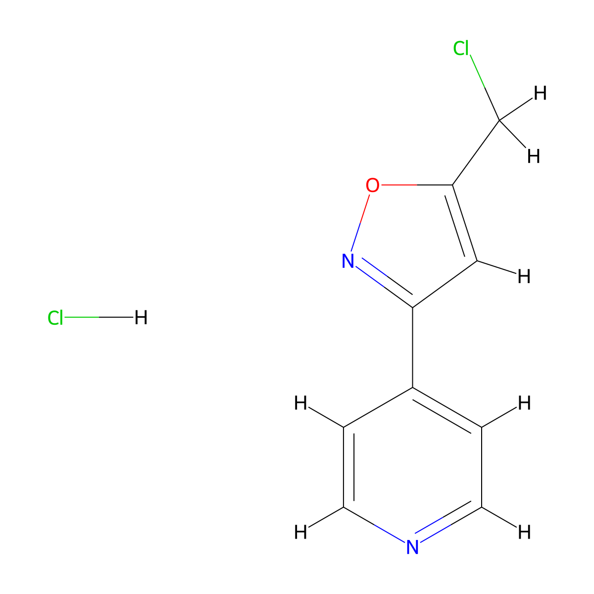 4-[5-(Chloromethyl)-3-isoxazolyl]pyridine hydrochloride molecular structure, CAS 1255717-86-2