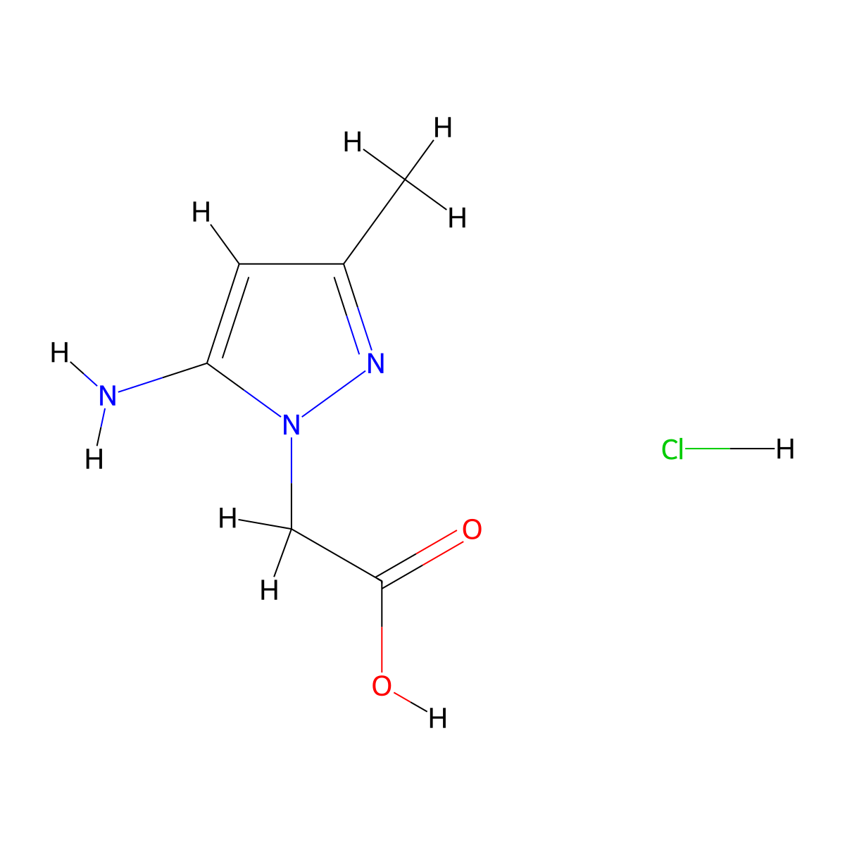 2-(5-amino-3-methyl-1H-pyrazol-1-yl)acetic acid hydrochloride molecular structure, CAS 1255717-89-5