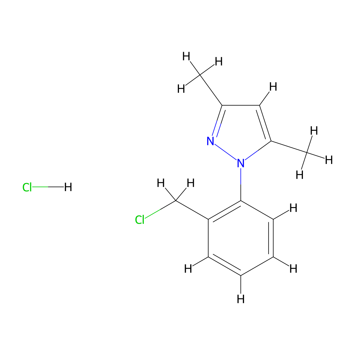 1-[2-(Chloromethyl)phenyl]-3,5-dimethyl-1H-pyrazole hydrochloride molecular structure, CAS 1255717-91-9