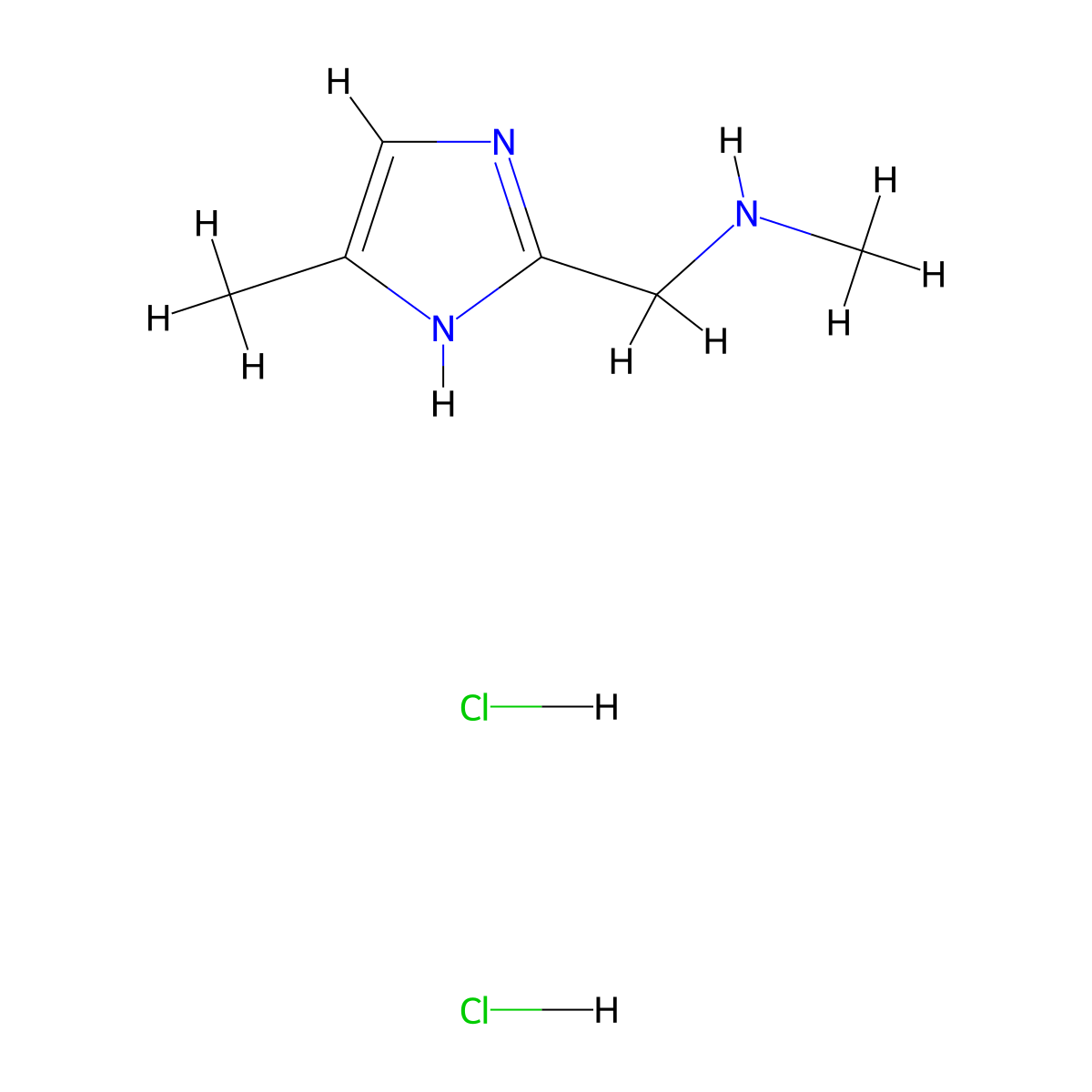 1H-Imidazole-2-methanamine, N,5-dimethyl-, hydrochloride (1:2) molecular structure, CAS 1255718-03-6