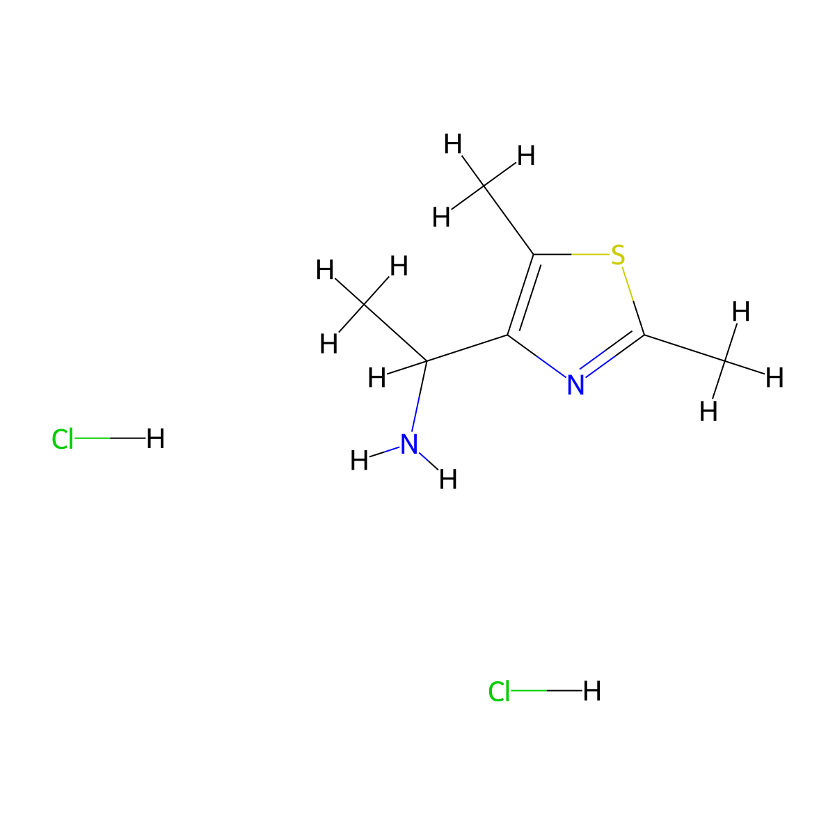 4-Thiazolemethanamine, alpha,2,5-trimethyl-, hydrochloride (1:2) molecular structure, CAS 1255718-04-7