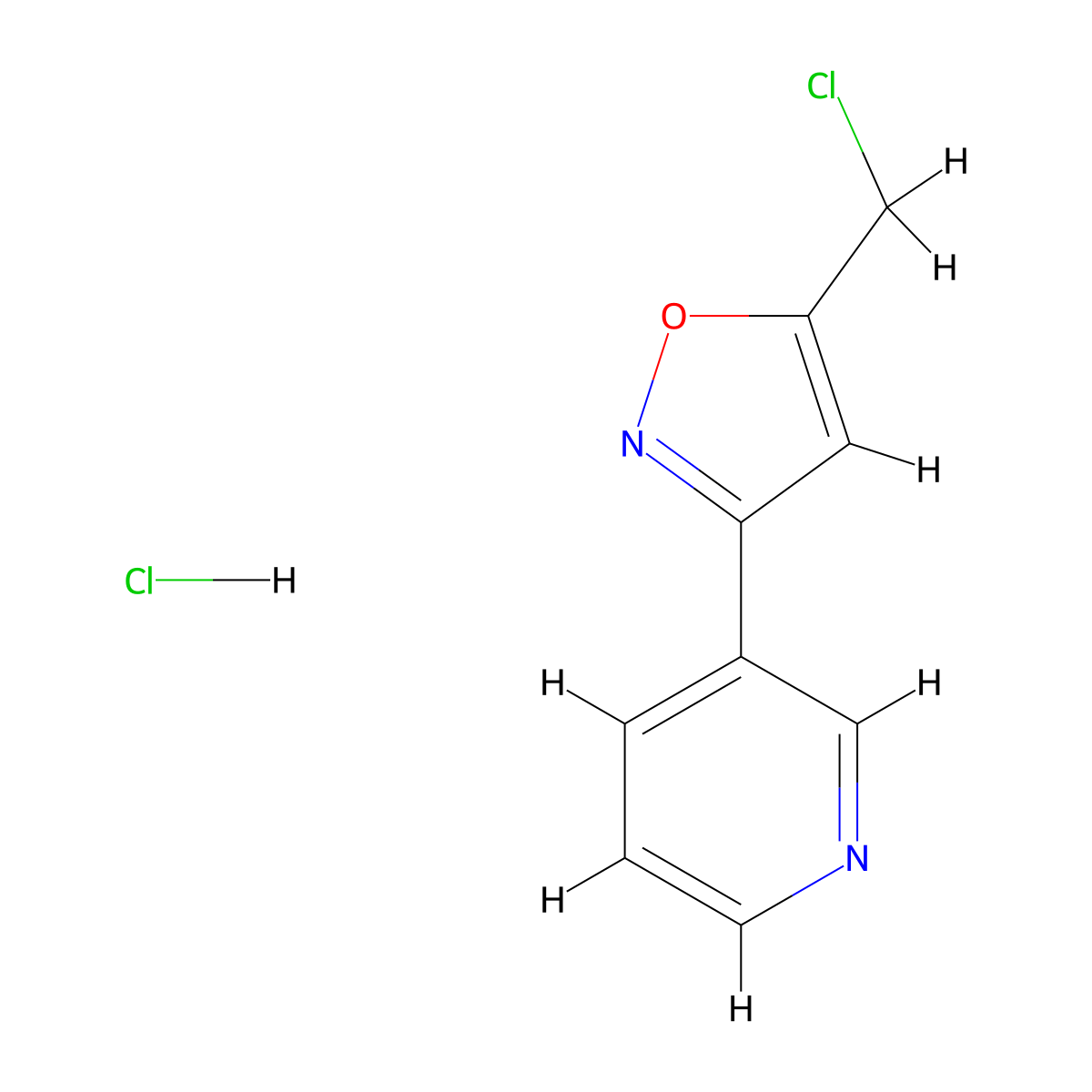 3-[5-(Chloromethyl)-3-isoxazolyl]pyridine hydrochloride molecular structure, CAS 1255718-07-0