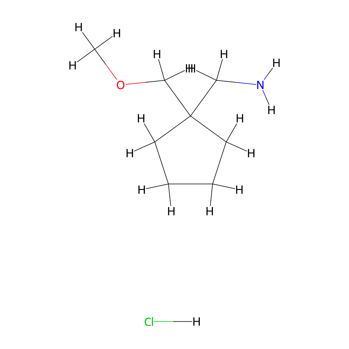 Cyclopentanemethanamine, 1-(methoxymethyl)-, hydrochloride (1:1) molecular structure, CAS 1255718-08-1