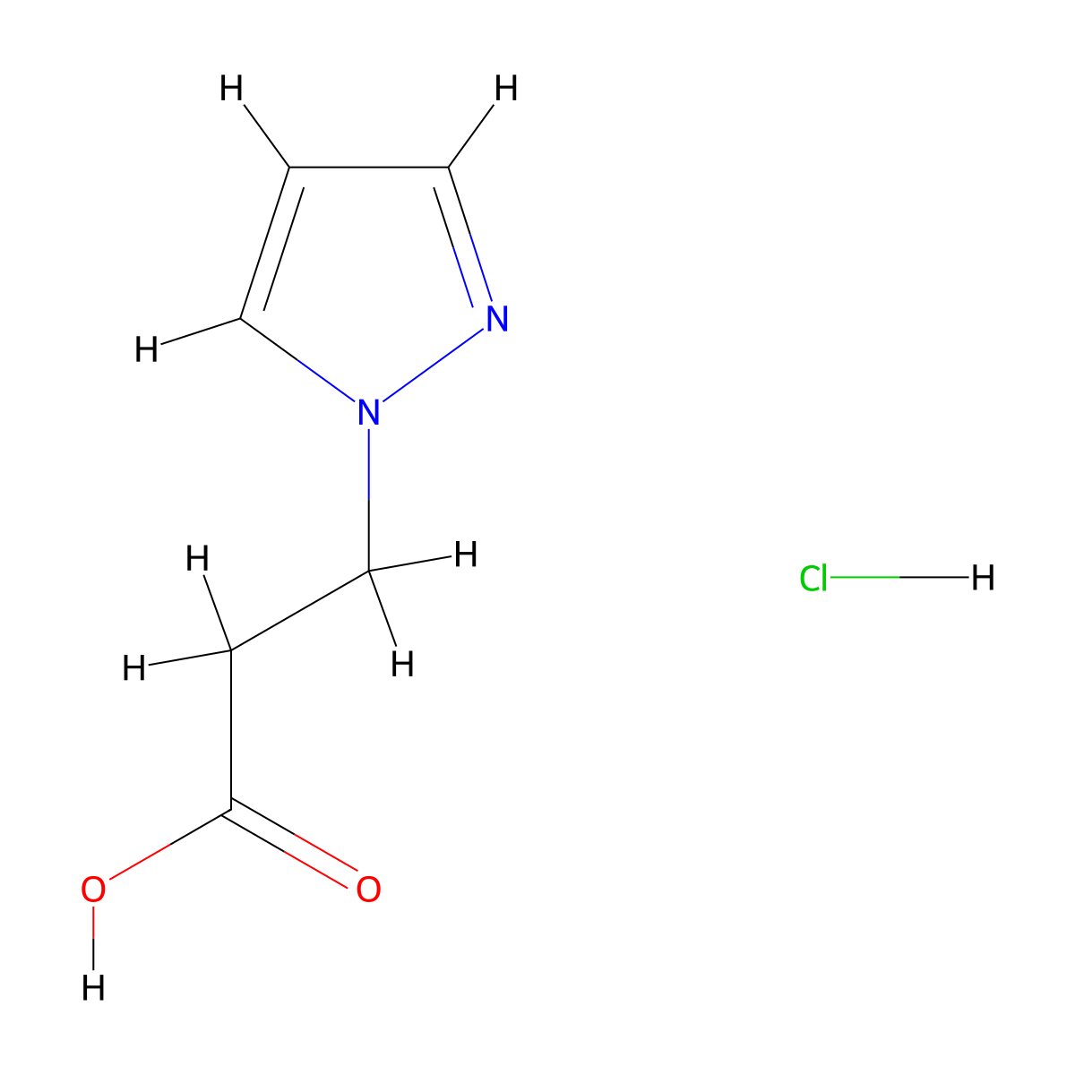 3-(1H-Pyrazol-1-yl)propanoic acid hydrochloride molecular structure, CAS 1255718-13-8