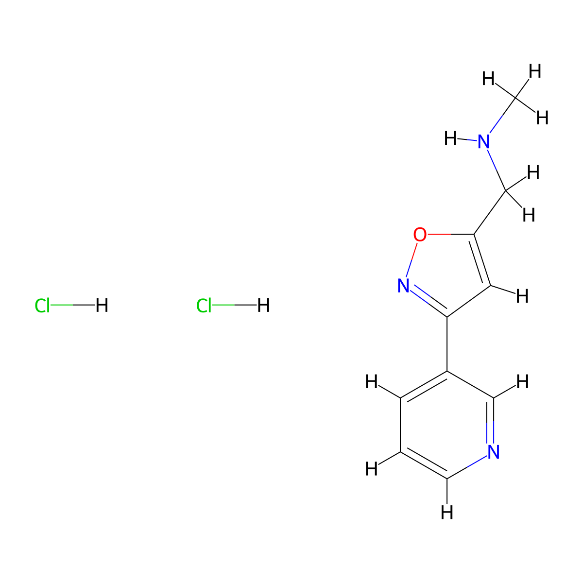 N-Methyl-1-[3-(3-pyridinyl)-5-isoxazolyl]methanamine dihydrochloride molecular structure, CAS 1255718-17-2