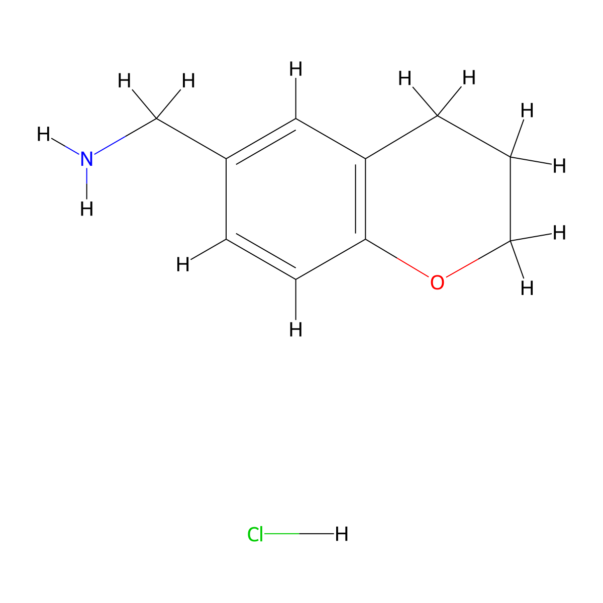 (3,4-Dihydro-2H-Chromen-6-Ylmethyl)Amine Hydrochloride molecular structure, CAS 1255718-26-3