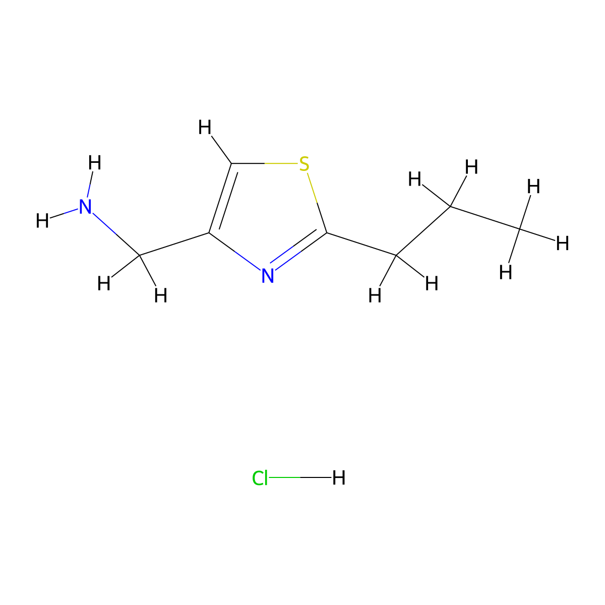 [(2-Propyl-1,3-thiazol-4-yl)methyl]amine hydrochloride molecular structure, CAS 1255718-29-6