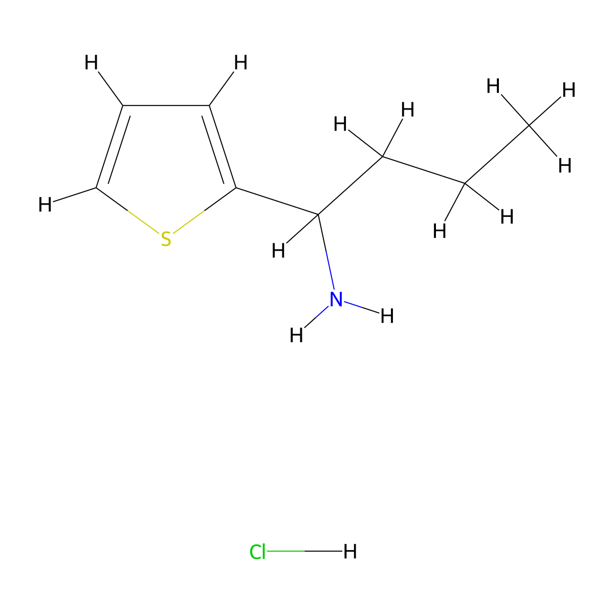 1-(Thiophen-2-yl)butan-1-amine hydrochloride molecular structure, CAS 1255718-30-9