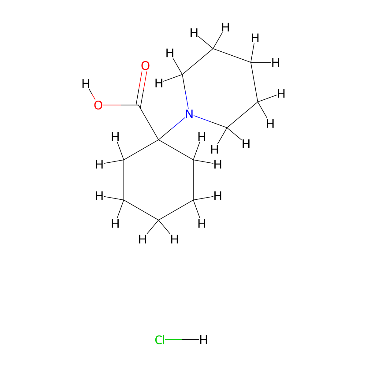 1-(1-Piperidinyl)cyclohexanecarboxylic acid hydrochloride molecular structure, CAS 1255718-32-1