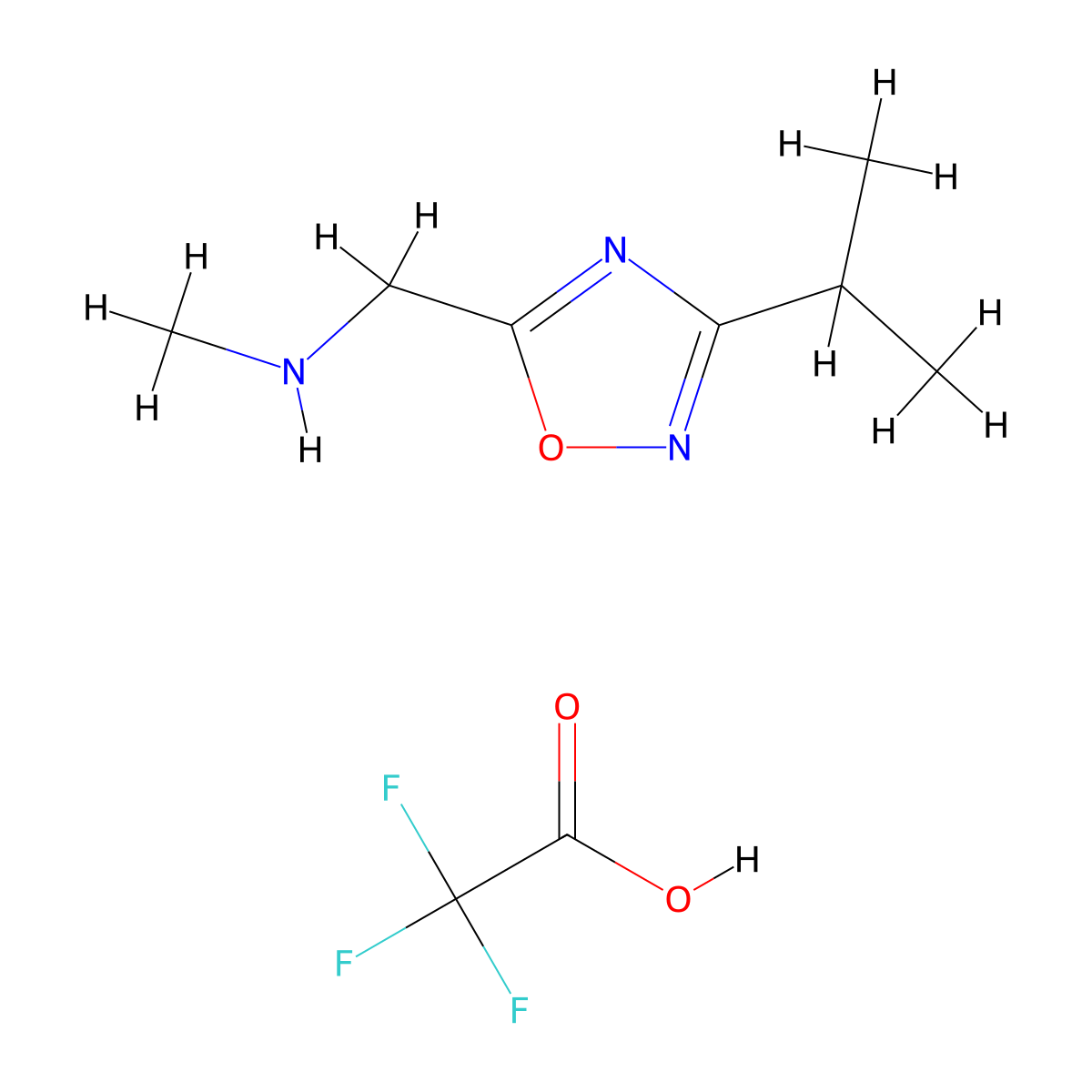 [(3-Isopropyl-1,2,4-oxadiazol-5-yl)methyl]methylamine trifluoroacetate molecular structure, CAS 1255718-40-1