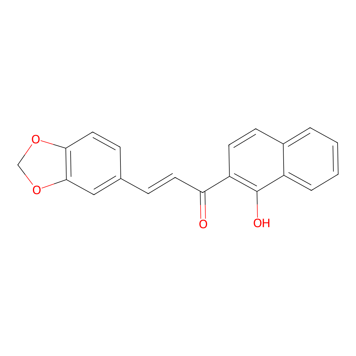 (2E)-3-(1,3-benzodioxol-5-yl)-1-(1-hydroxynaphthalen-2-yl)prop-2-en-1-one molecular structure, CAS 125574-14-3