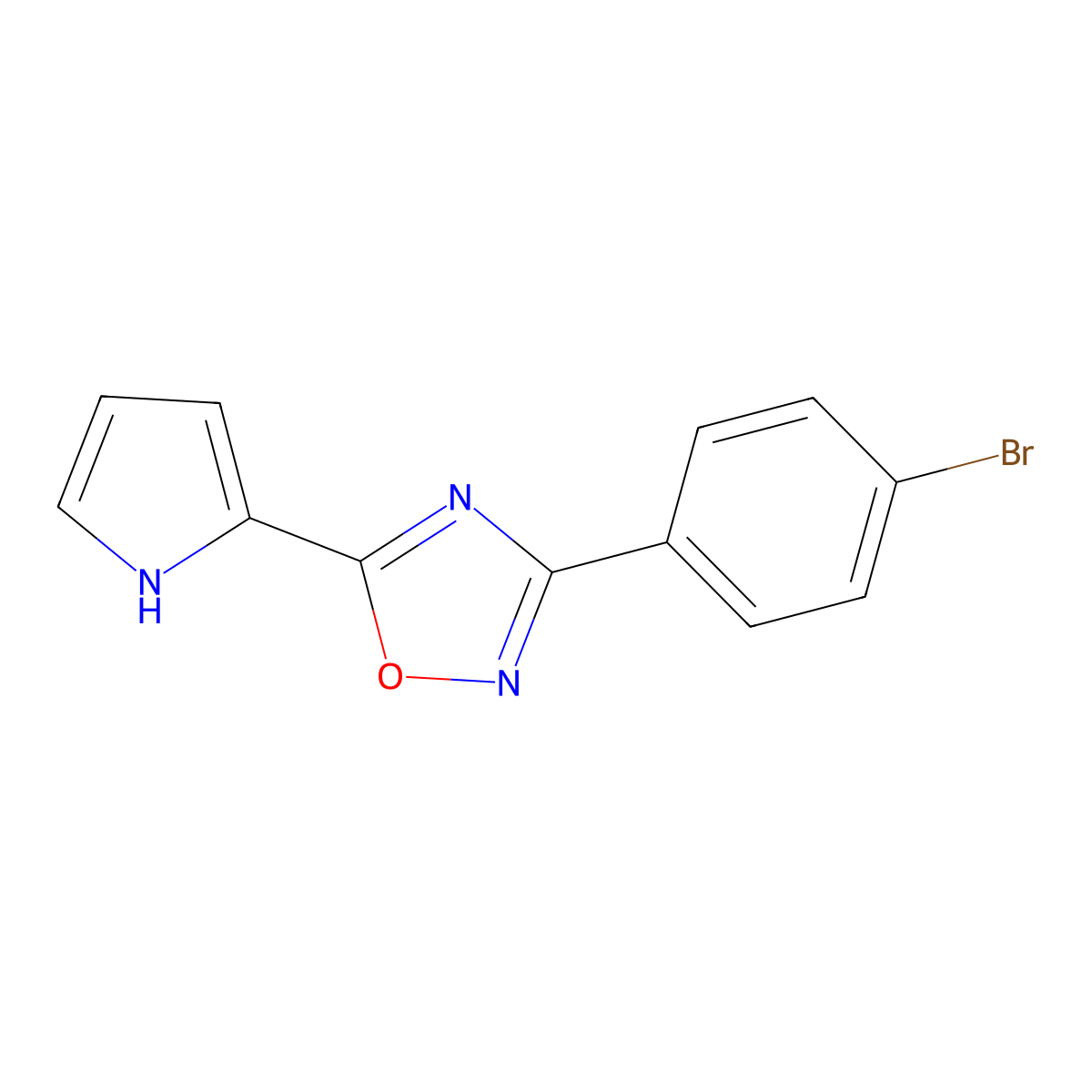 3-(4-bromophenyl)-5-(1H-pyrrol-2-yl)-1,2,4-oxadiazole molecular structure, CAS 1255776-59-0