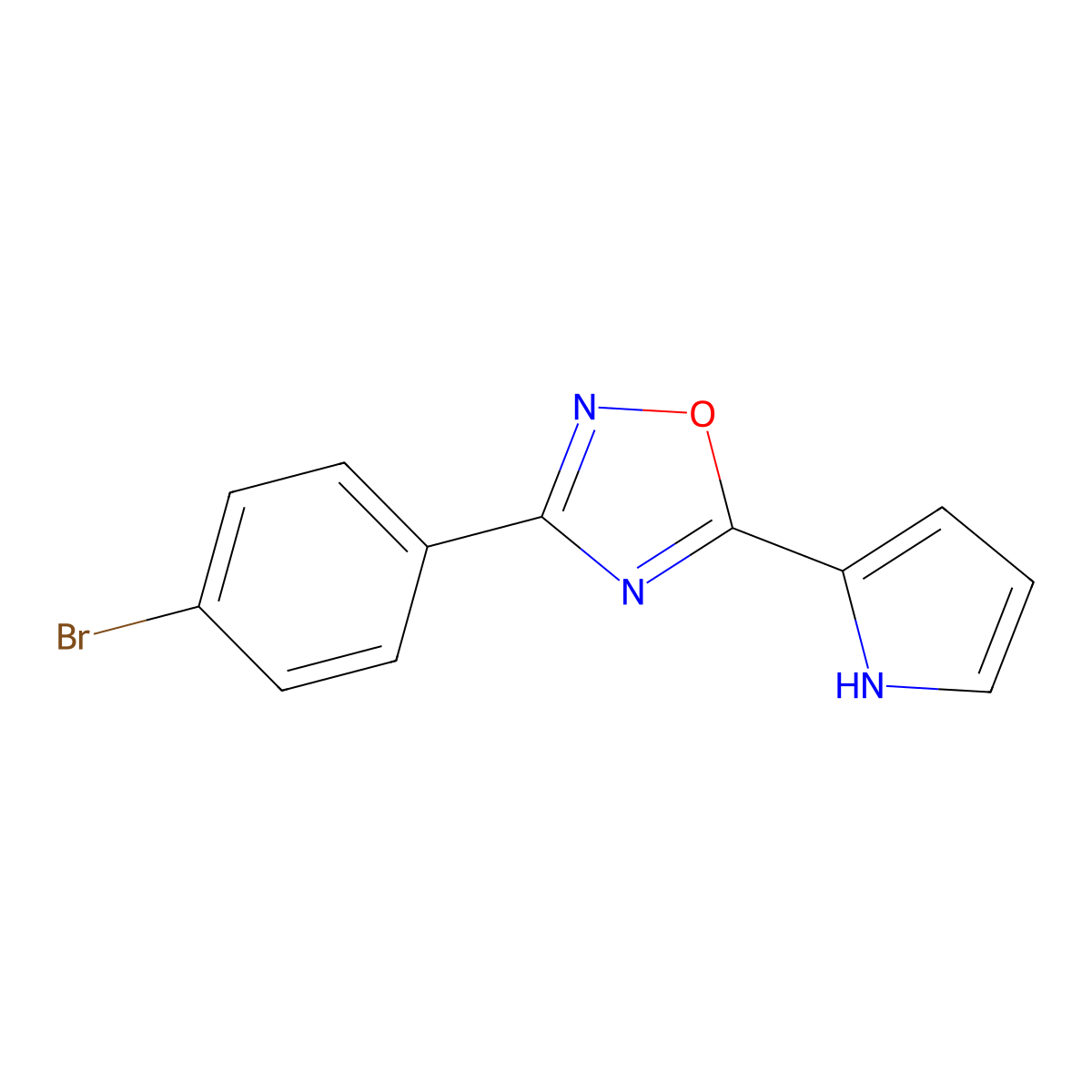 3-(4-bromophenyl)-5-(1H-pyrrol-2-yl)-1,2,4-oxadiazole molecular structure, CAS 1255776-59-0