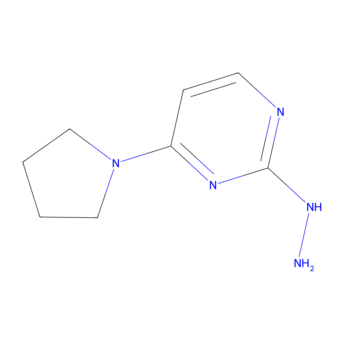 2-Hydrazinyl-4-(pyrrolidin-1-yl)pyrimidine molecular structure, CAS 1255776-71-6