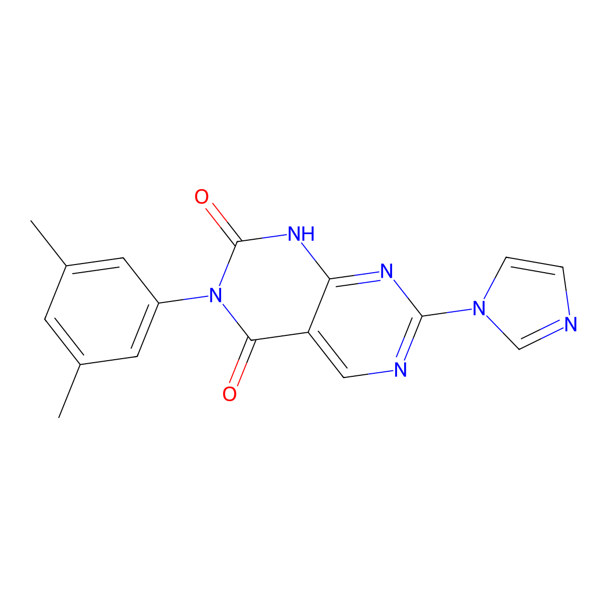3-(3,5-dimethylphenyl)-7-(1H-imidazol-1-yl)pyrimido[4,5-d]pyrimidine-2,4(1H,3H)-dione molecular structure, CAS 1255777-58-2