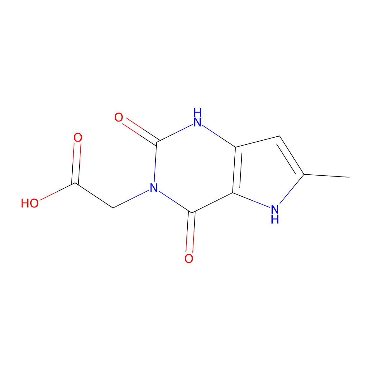 (6-methyl-2,4-dioxo-1,2,4,5-tetrahydro-3H-pyrrolo[3,2-d]pyrimidin-3-yl)acetic acid molecular structure, CAS 1255777-80-0