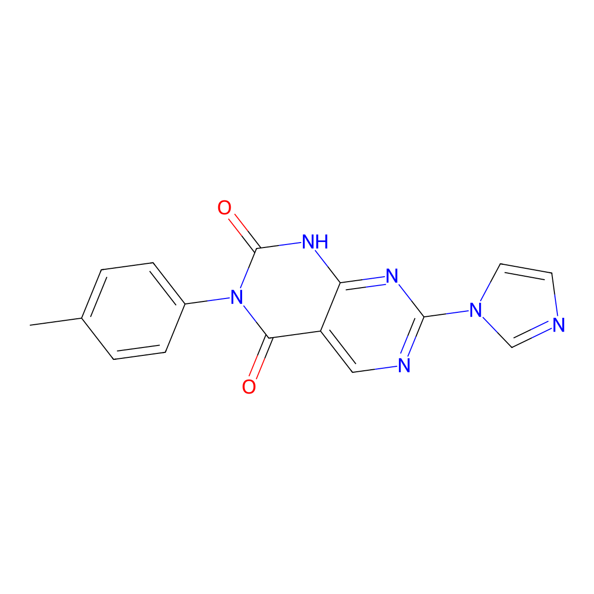 7-(1H-imidazol-1-yl)-3-(4-methylphenyl)pyrimido[4,5-d]pyrimidine-2,4(1H,3H)-dione molecular structure, CAS 1255778-89-2