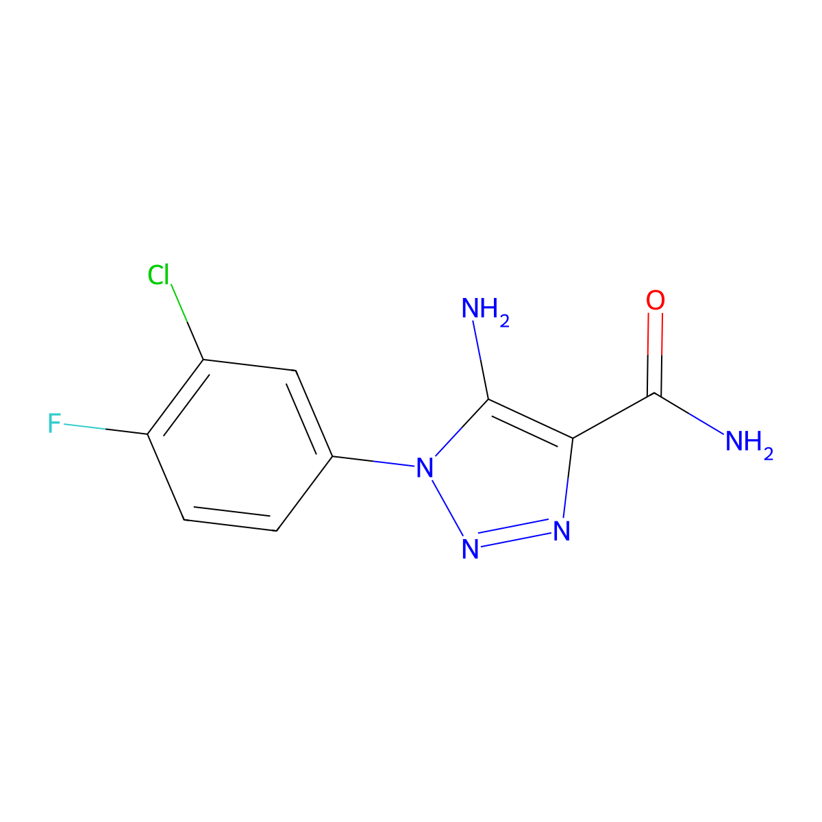 5-amino-1-(3-chloro-4-fluorophenyl)-1H-1,2,3-triazole-4-carboxamide molecular structure, CAS 1255779-07-7