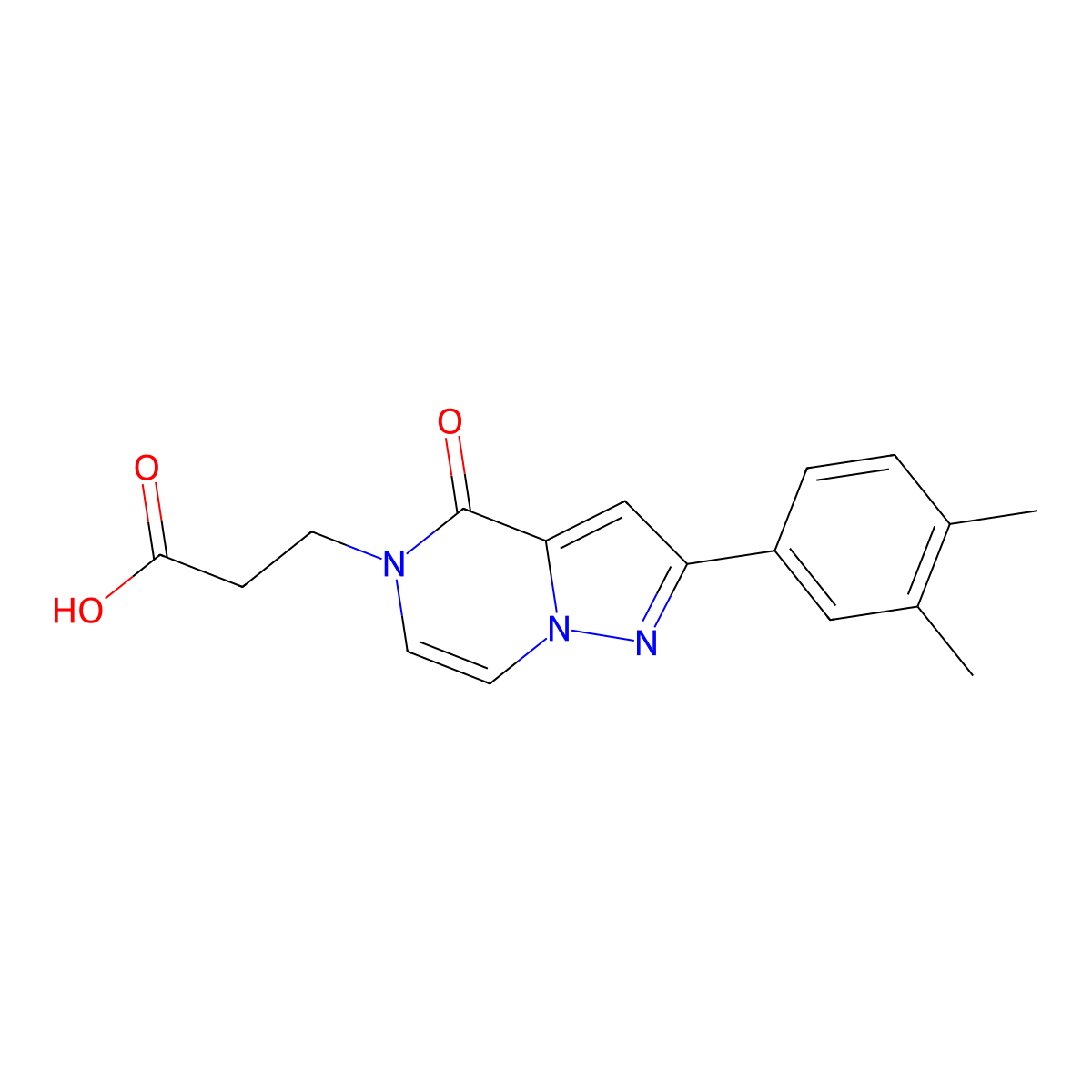 3-[2-(3,4-dimethylphenyl)-4-oxopyrazolo[1,5-a]pyrazin-5(4H)-yl]propanoic acid molecular structure, CAS 1255779-17-9