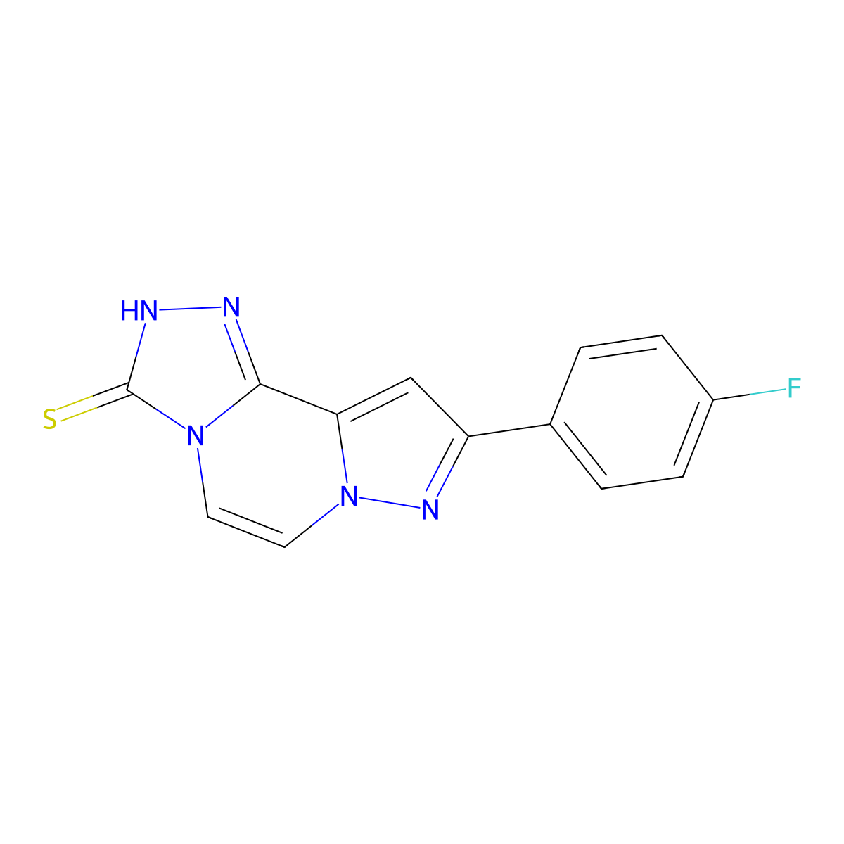9-(4-fluorophenyl)pyrazolo[1,5-a][1,2,4]triazolo[3,4-c]pyrazine-3(2H)-thione molecular structure, CAS 1255779-47-5