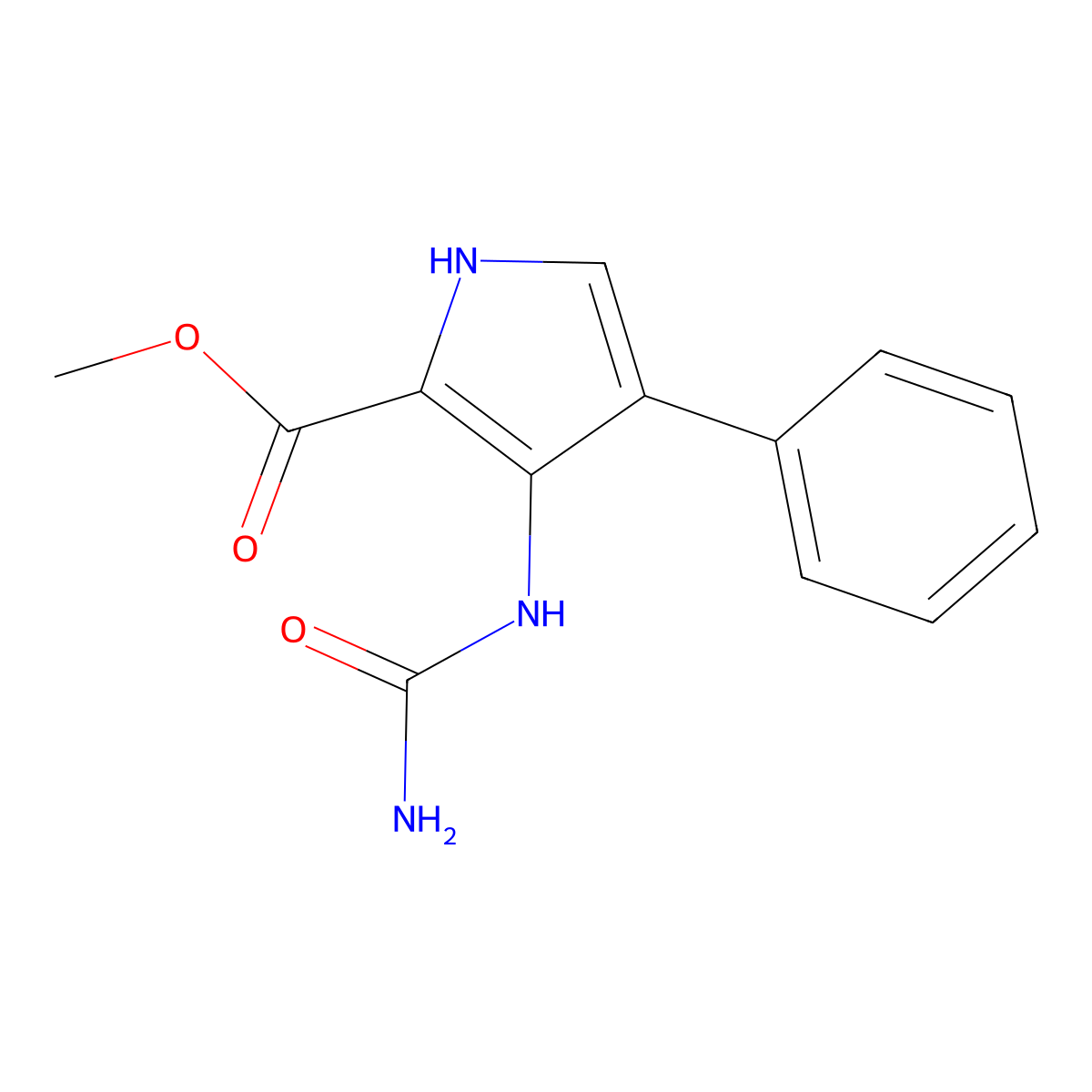 methyl 3-(carbamoylamino)-4-phenyl-1H-pyrrole-2-carboxylate molecular structure, CAS 1255779-81-7