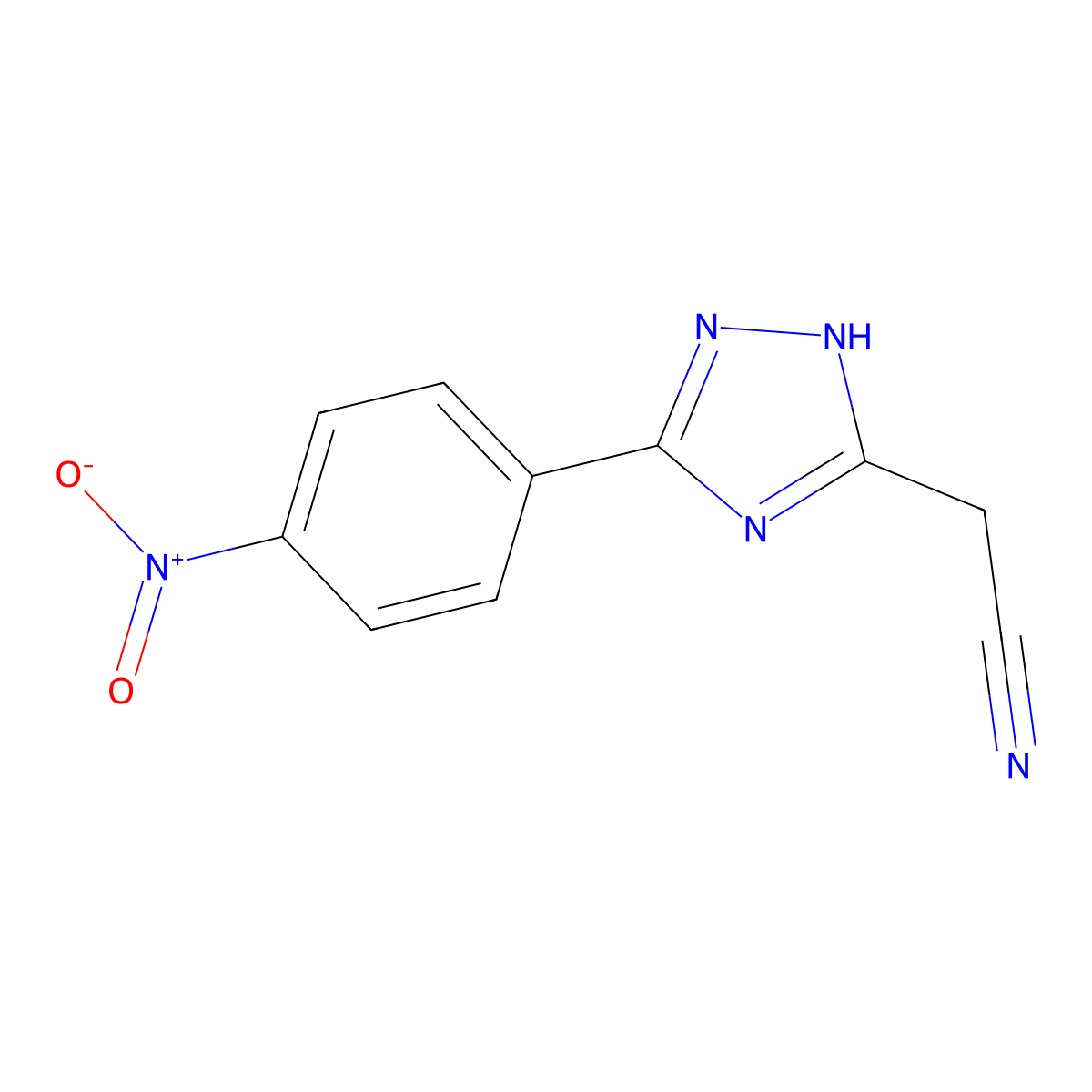 2-(5-(4-Nitrophenyl)-1H-1,2,4-triazol-3-yl)acetonitrile molecular structure, CAS 1255780-79-0