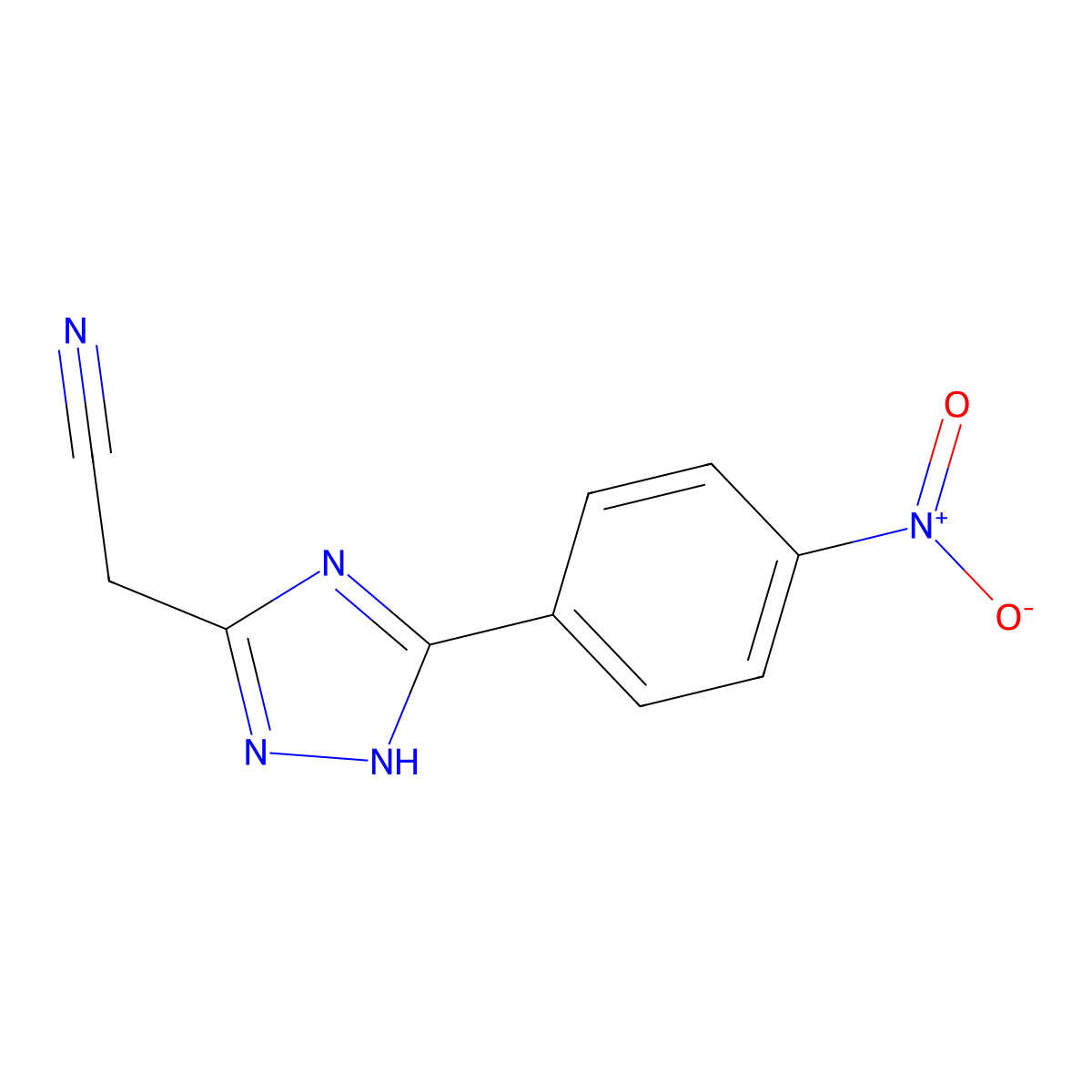 2-(5-(4-Nitrophenyl)-1H-1,2,4-triazol-3-yl)acetonitrile molecular structure, CAS 1255780-79-0