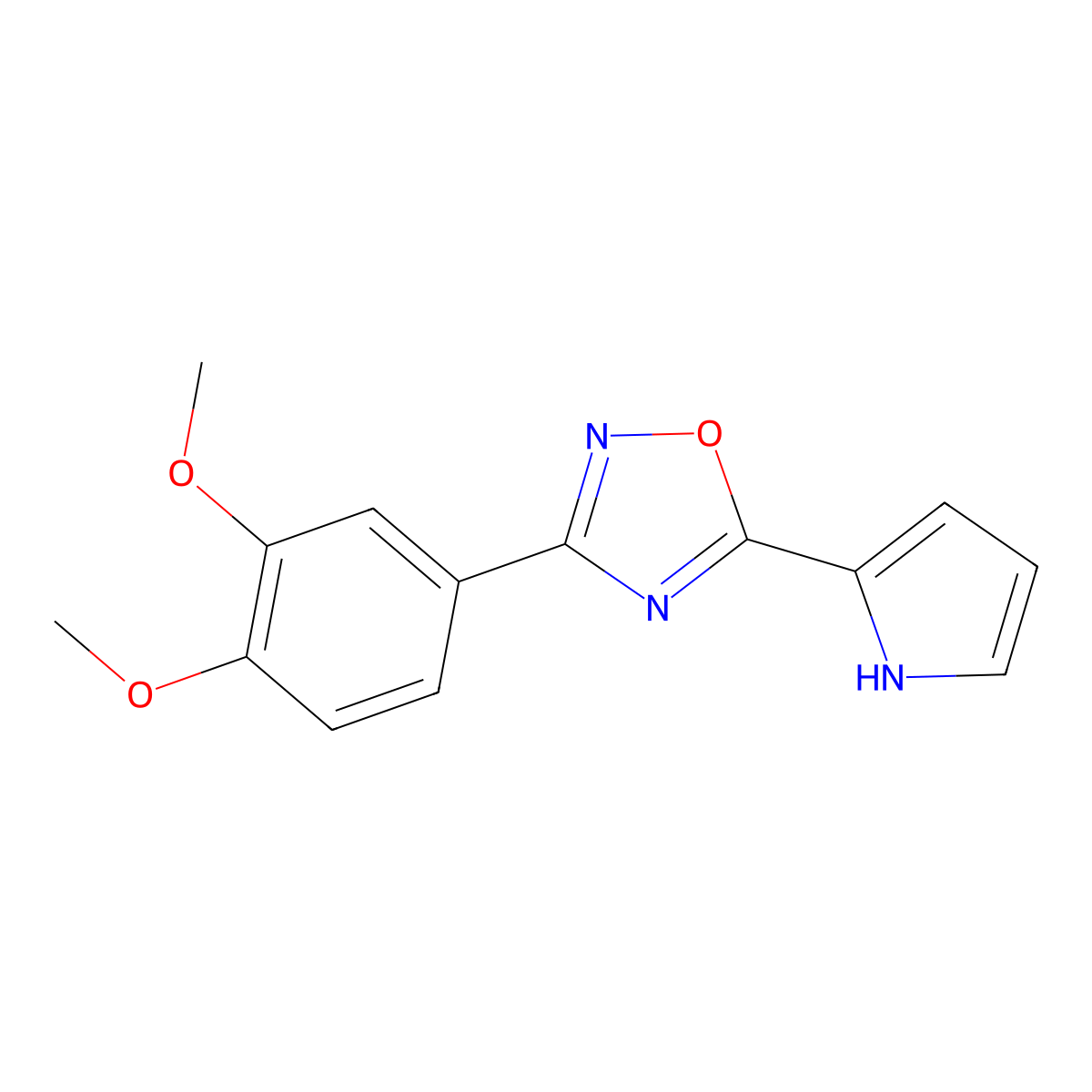3-(3,4-dimethoxyphenyl)-5-(1H-pyrrol-2-yl)-1,2,4-oxadiazole molecular structure, CAS 1255781-25-9