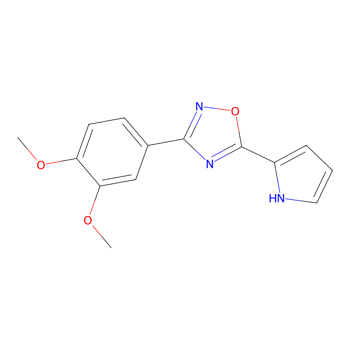 3-(3,4-dimethoxyphenyl)-5-(1H-pyrrol-2-yl)-1,2,4-oxadiazole molecular structure, CAS 1255781-25-9