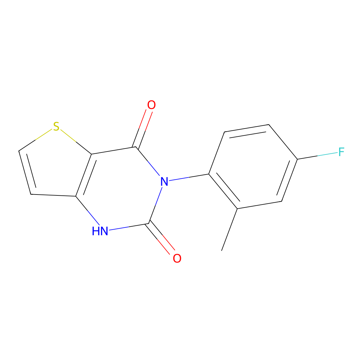 3-(4-fluoro-2-methylphenyl)thieno[3,2-d]pyrimidine-2,4(1H,3H)-dione molecular structure, CAS 1255781-50-0