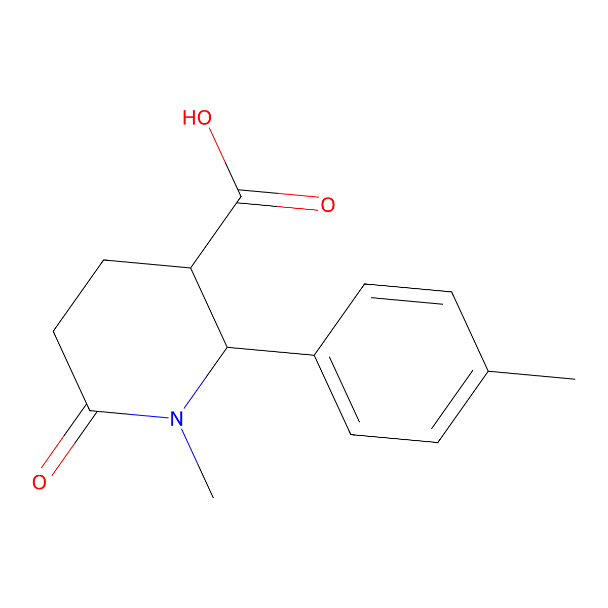 1-Methyl-6-oxo-2-(p-tolyl)piperidine-3-carboxylic acid molecular structure, CAS 1255781-70-4