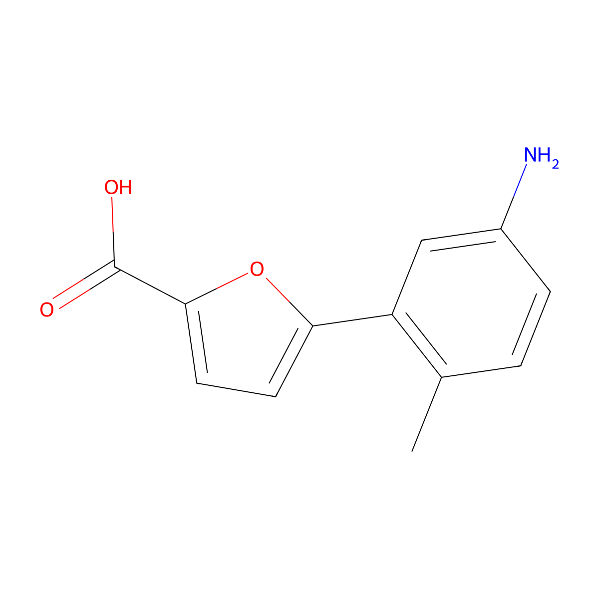 5-(5-Amino-2-methylphenyl)furan-2-carboxylic acid molecular structure, CAS 1255781-86-2