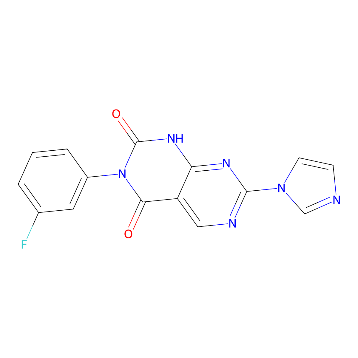 3-(3-fluorophenyl)-7-(1H-imidazol-1-yl)pyrimido[4,5-d]pyrimidine-2,4(1H,3H)-dione molecular structure, CAS 1255781-96-4