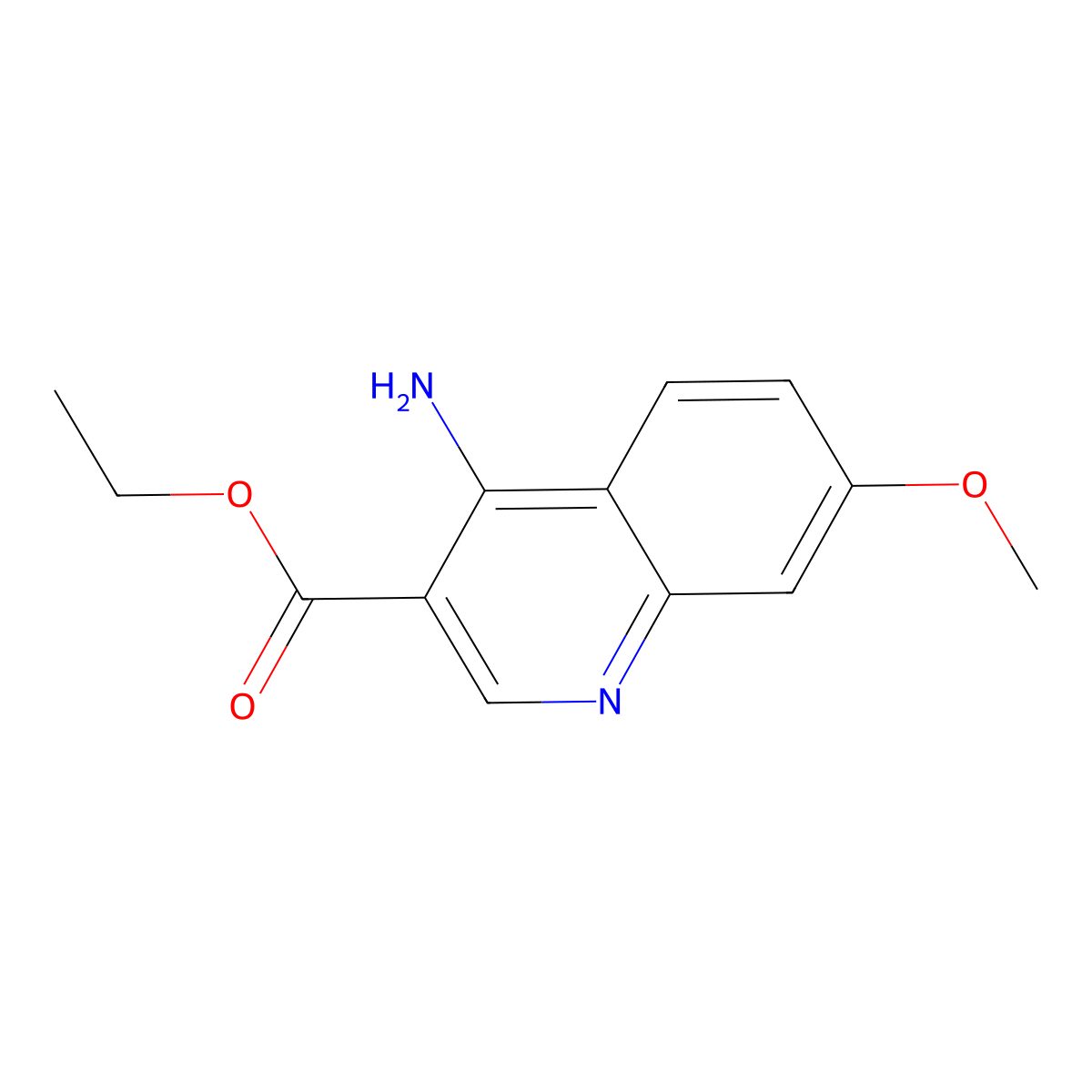 Ethyl 4-amino-7-methoxyquinoline-3-carboxylate molecular structure, CAS 1255782-06-9