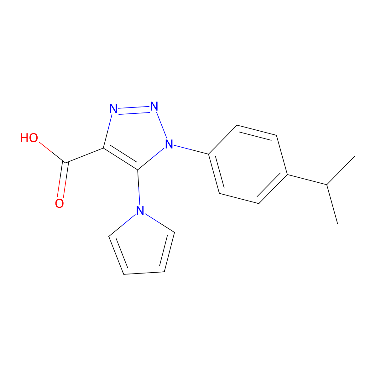 1-[4-(propan-2-yl)phenyl]-5-(1H-pyrrol-1-yl)-1H-1,2,3-triazole-4-carboxylic acid molecular structure, CAS 1255782-73-0