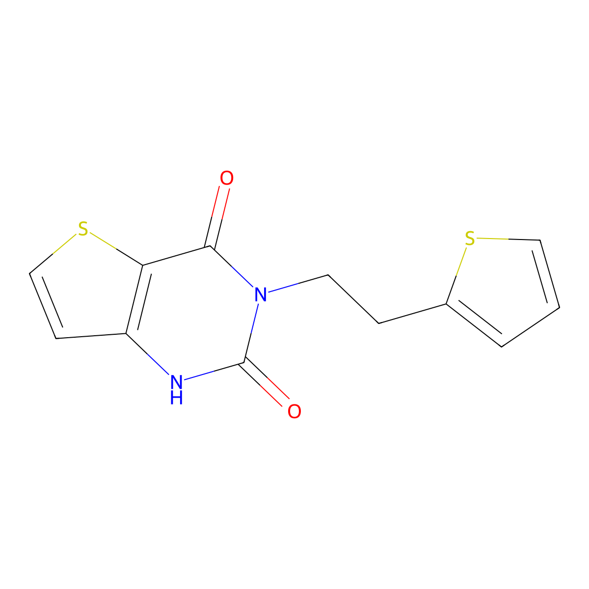 3-(2-(Thiophen-2-yl)ethyl)thieno[3,2-d]pyrimidine-2,4(1H,3H)-dione molecular structure, CAS 1255782-90-1