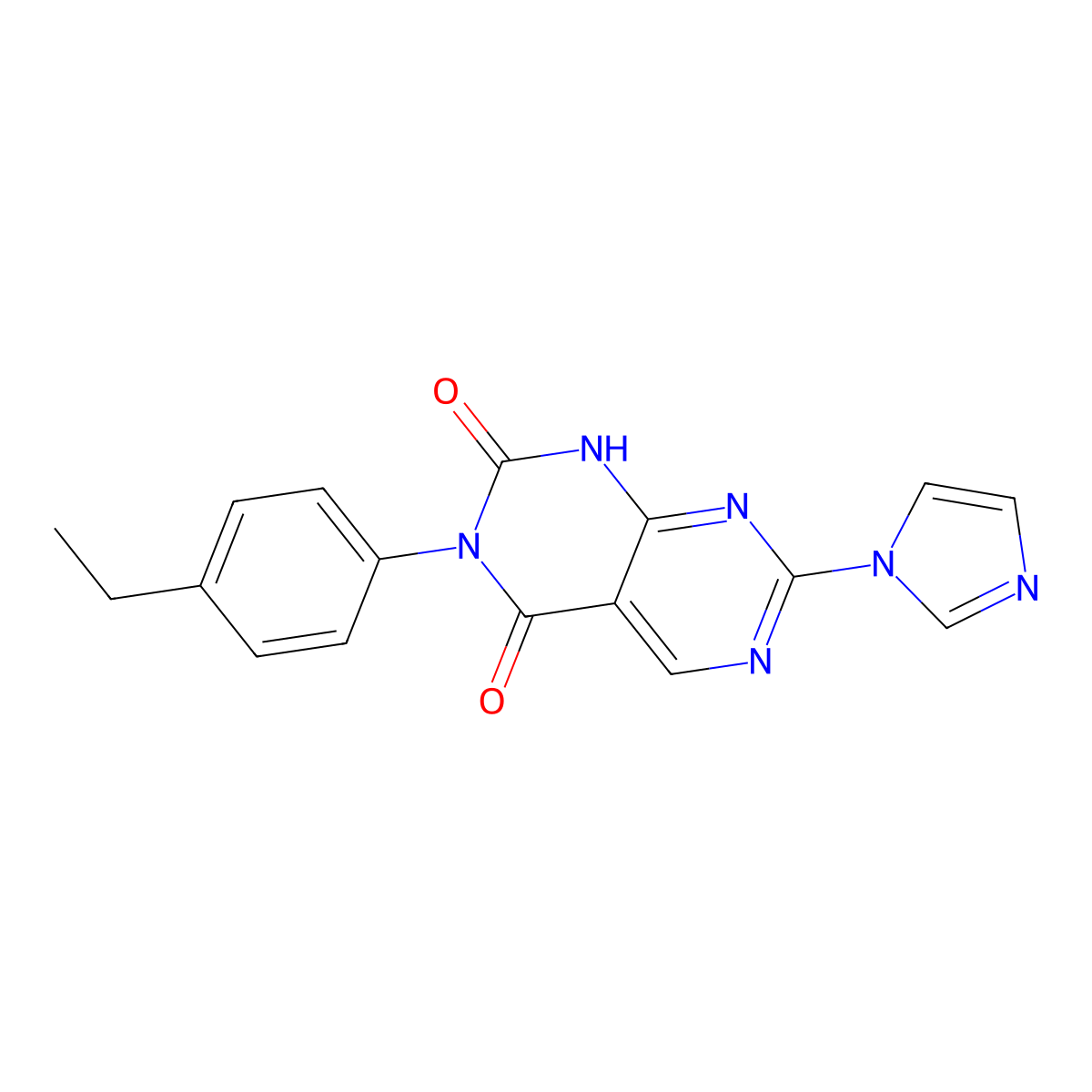 3-(4-ethylphenyl)-7-(1H-imidazol-1-yl)pyrimido[4,5-d]pyrimidine-2,4(1H,3H)-dione molecular structure, CAS 1255783-07-3