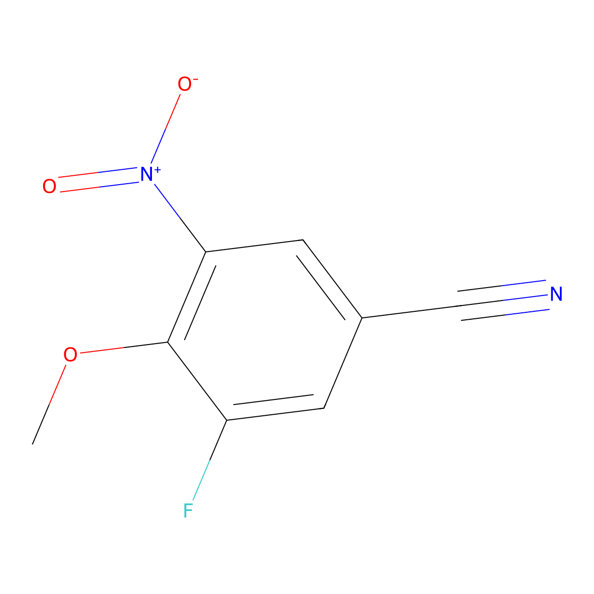 3-Fluoro-4-methoxy-5-nitrobenzonitrile molecular structure, CAS 1255783-15-3