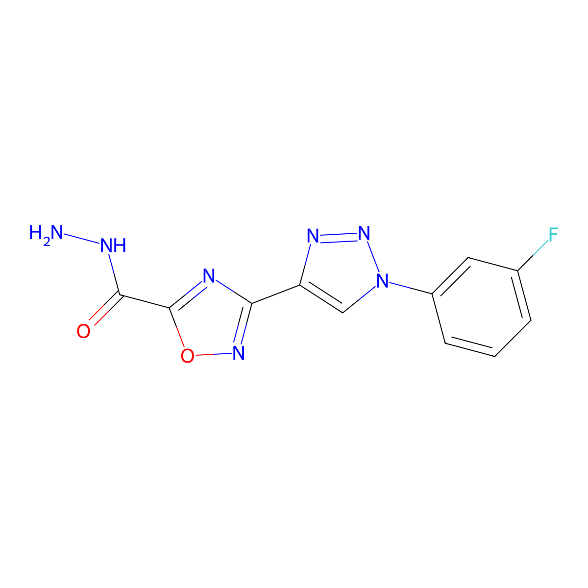 3-[1-(3-fluorophenyl)-1H-1,2,3-triazol-4-yl]-1,2,4-oxadiazole-5-carbohydrazide molecular structure, CAS 1255783-18-6