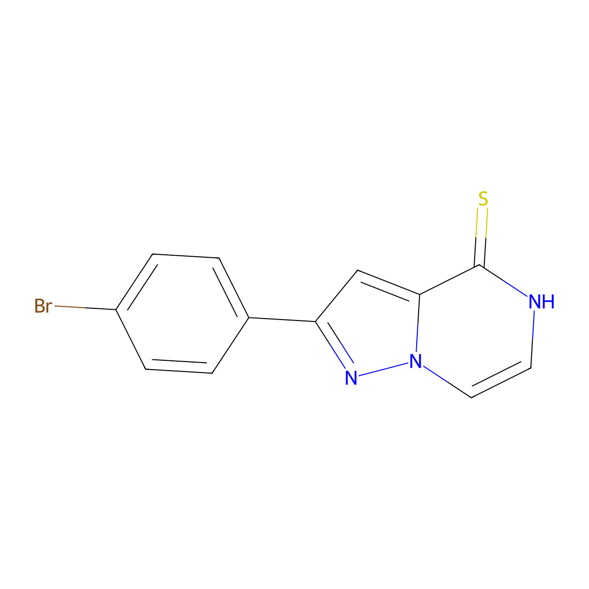 2-(4-bromophenyl)pyrazolo[1,5-a]pyrazine-4(5H)-thione molecular structure, CAS 1255783-29-9