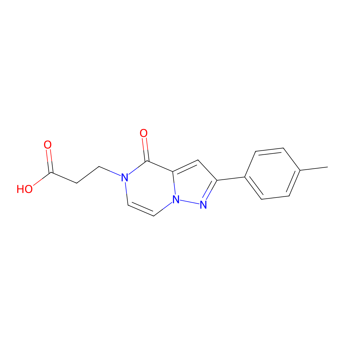 3-[2-(4-methylphenyl)-4-oxopyrazolo[1,5-a]pyrazin-5(4H)-yl]propanoic acid molecular structure, CAS 1255783-35-7