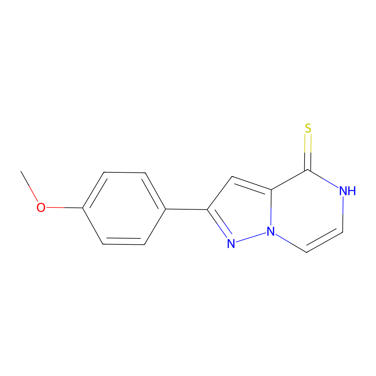 2-(4-methoxyphenyl)pyrazolo[1,5-a]pyrazine-4(5H)-thione molecular structure, CAS 1255783-40-4