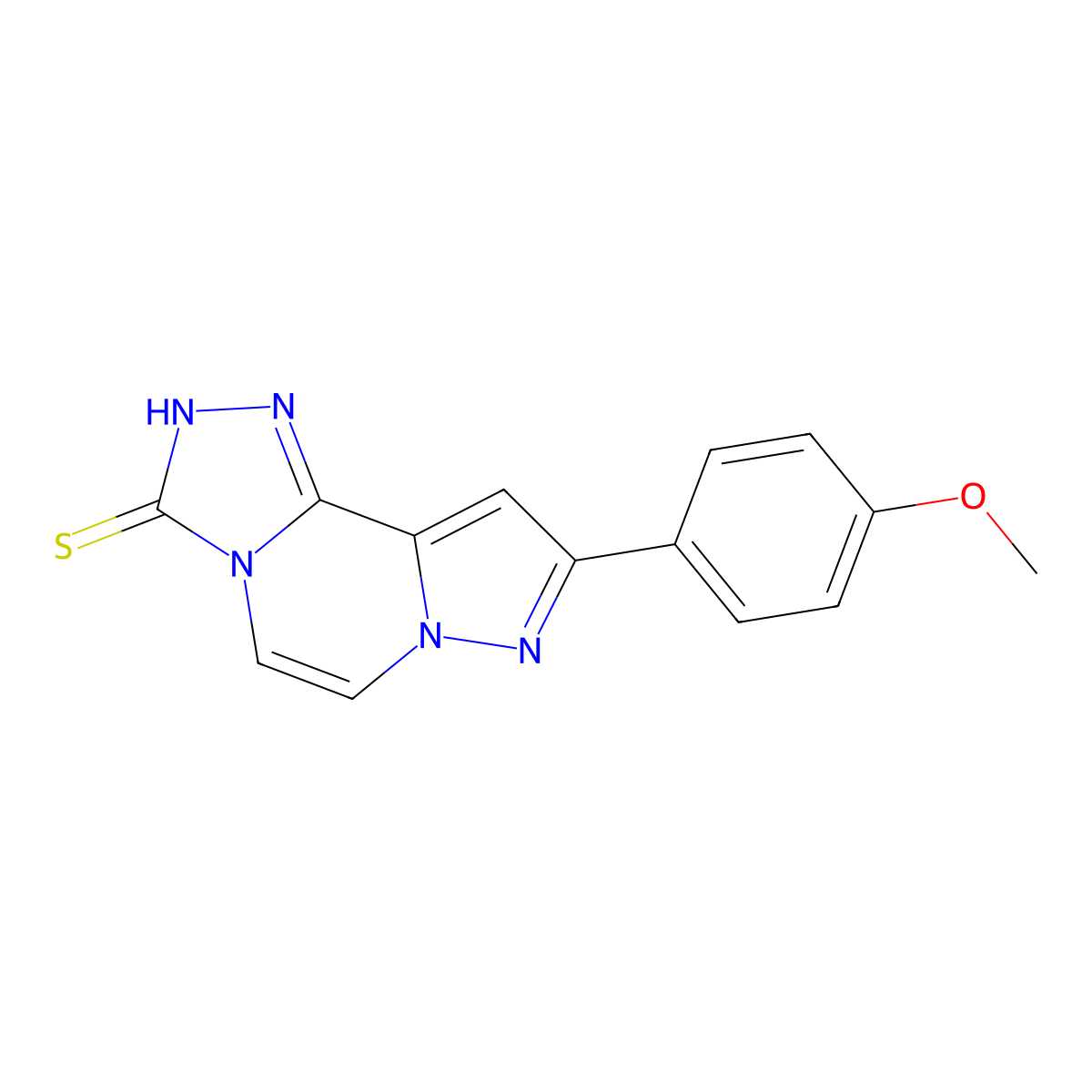 9-(4-methoxyphenyl)pyrazolo[1,5-a][1,2,4]triazolo[3,4-c]pyrazine-3(2H)-thione molecular structure, CAS 1255783-63-1