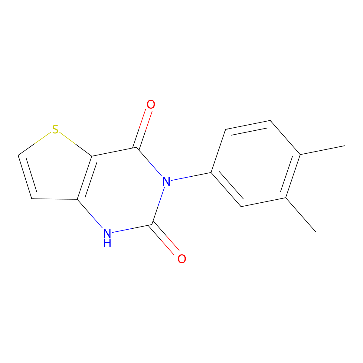 3-(3,4-dimethylphenyl)thieno[3,2-d]pyrimidine-2,4(1H,3H)-dione molecular structure, CAS 1255783-81-3