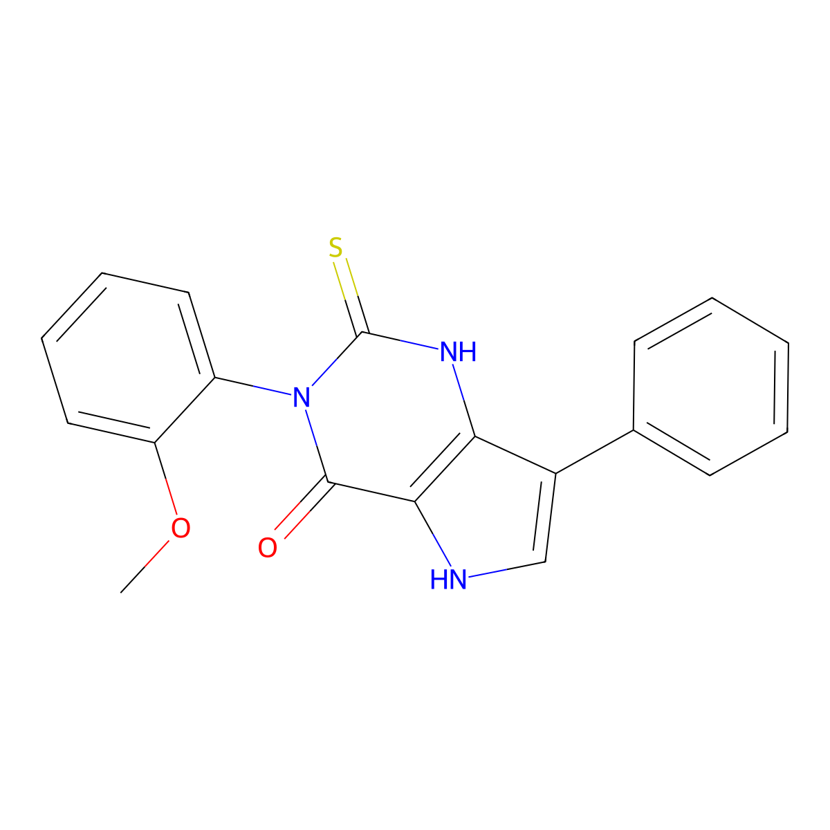 3-(2-methoxyphenyl)-7-phenyl-2-sulfanyl-3,5-dihydro-4H-pyrrolo[3,2-d]pyrimidin-4-one molecular structure, CAS 1255784-08-7
