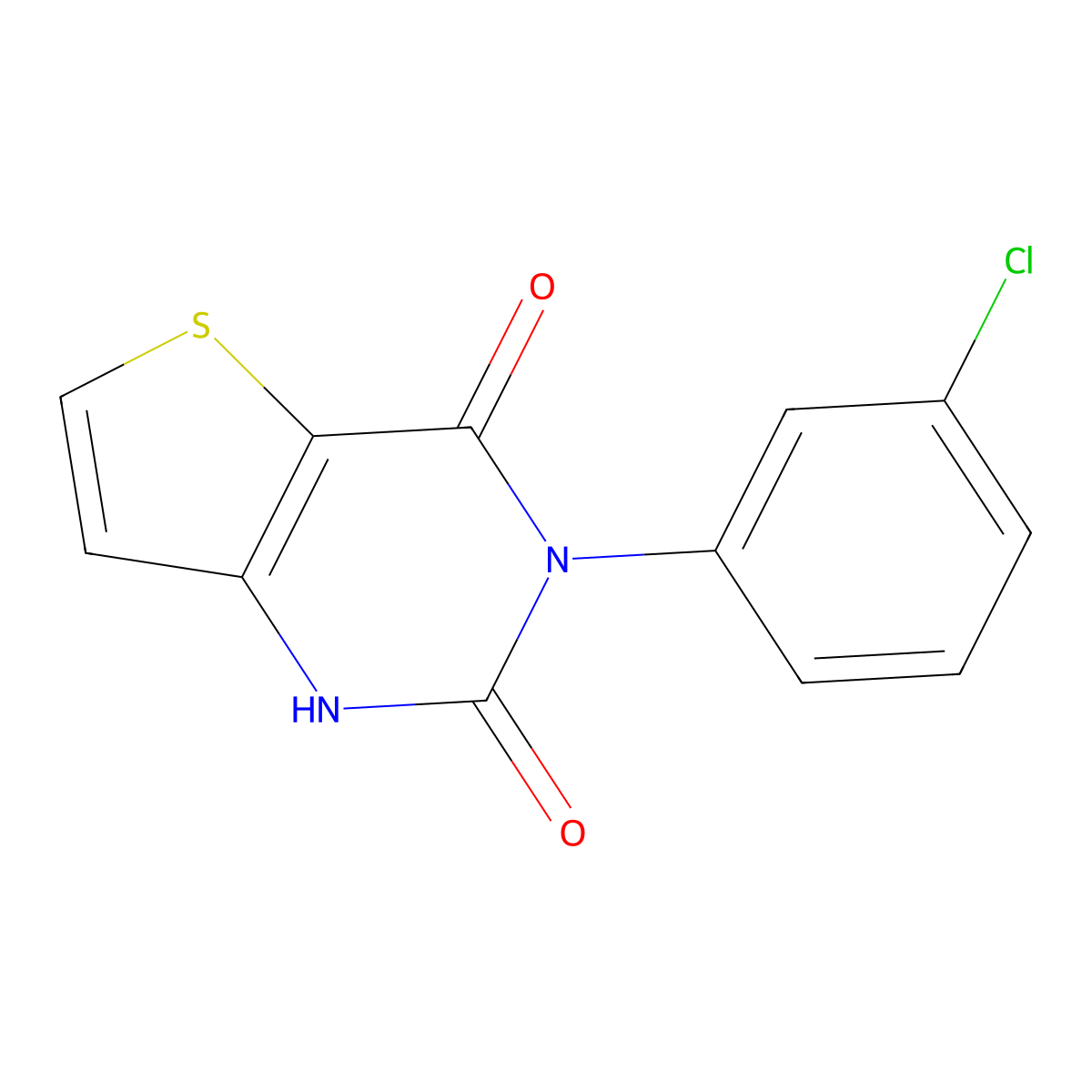 3-(3-chlorophenyl)thieno[3,2-d]pyrimidine-2,4(1H,3H)-dione molecular structure, CAS 1255784-16-7
