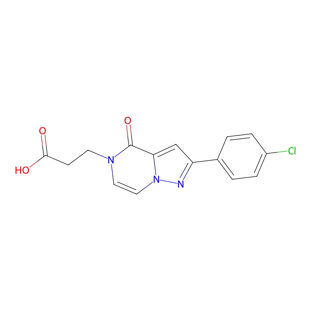 3-[2-(4-chlorophenyl)-4-oxopyrazolo[1,5-a]pyrazin-5(4H)-yl]propanoic acid molecular structure, CAS 1255784-38-3