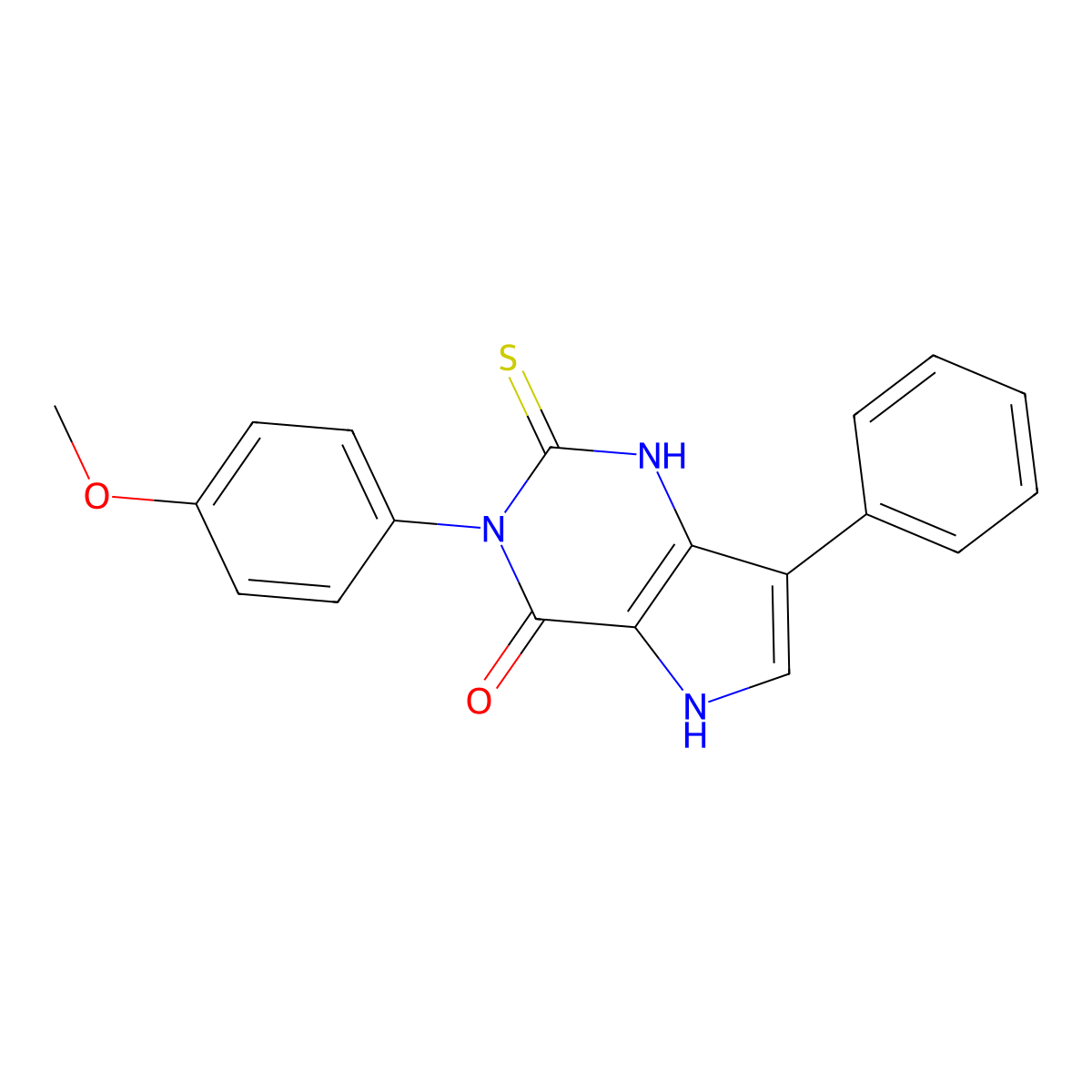 3-(4-methoxyphenyl)-7-phenyl-2-sulfanyl-3,5-dihydro-4H-pyrrolo[3,2-d]pyrimidin-4-one molecular structure, CAS 1255784-40-7