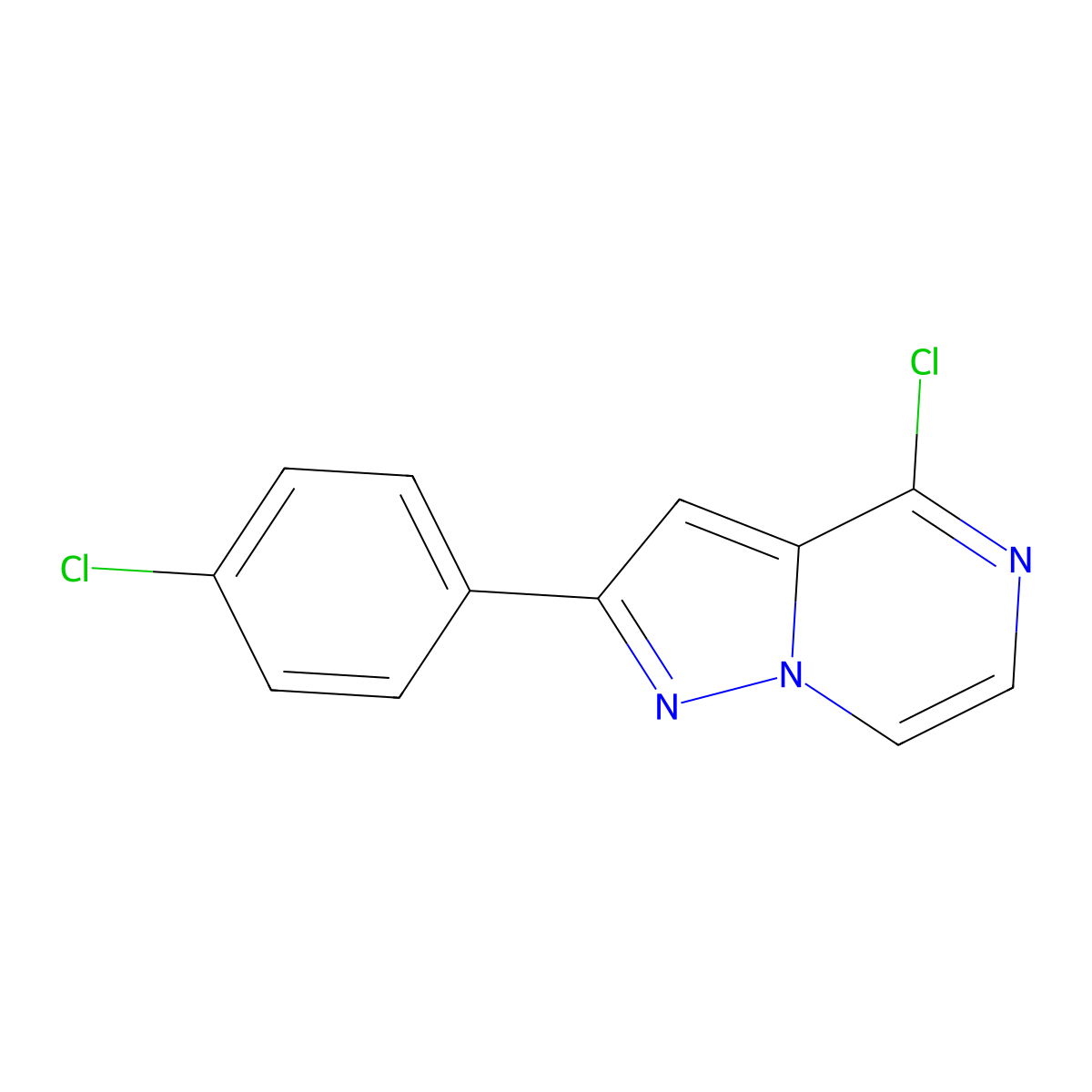 4-Chloro-2-(4-chlorophenyl)pyrazolo[1,5-a]pyrazine molecular structure, CAS 1255784-46-3