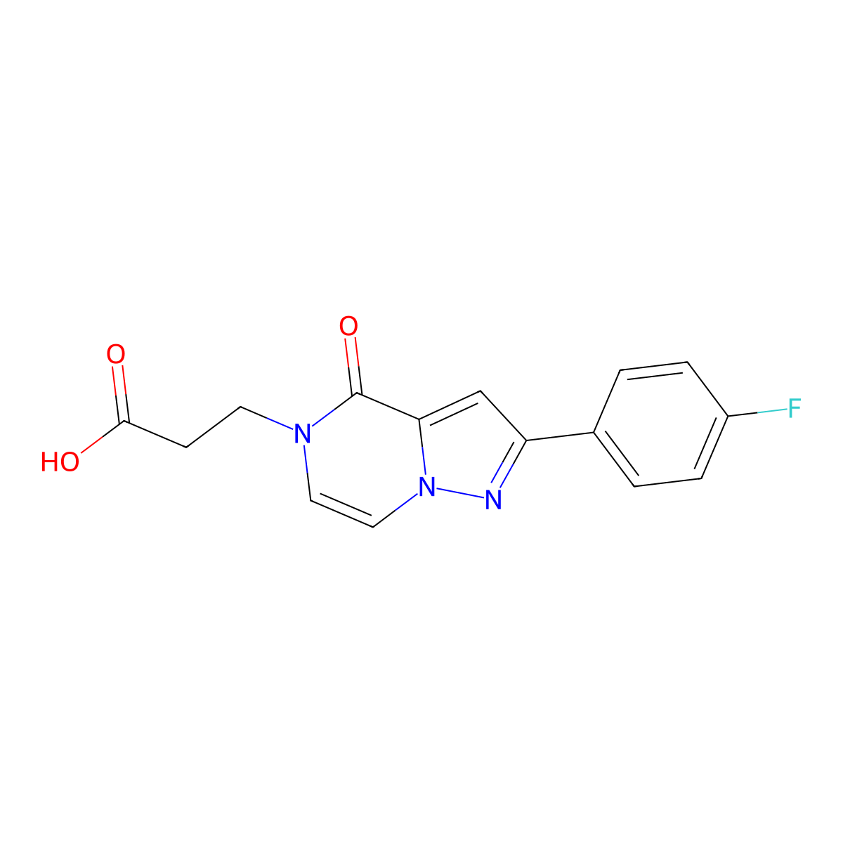 3-[2-(4-fluorophenyl)-4-oxopyrazolo[1,5-a]pyrazin-5(4H)-yl]propanoic acid molecular structure, CAS 1255784-47-4